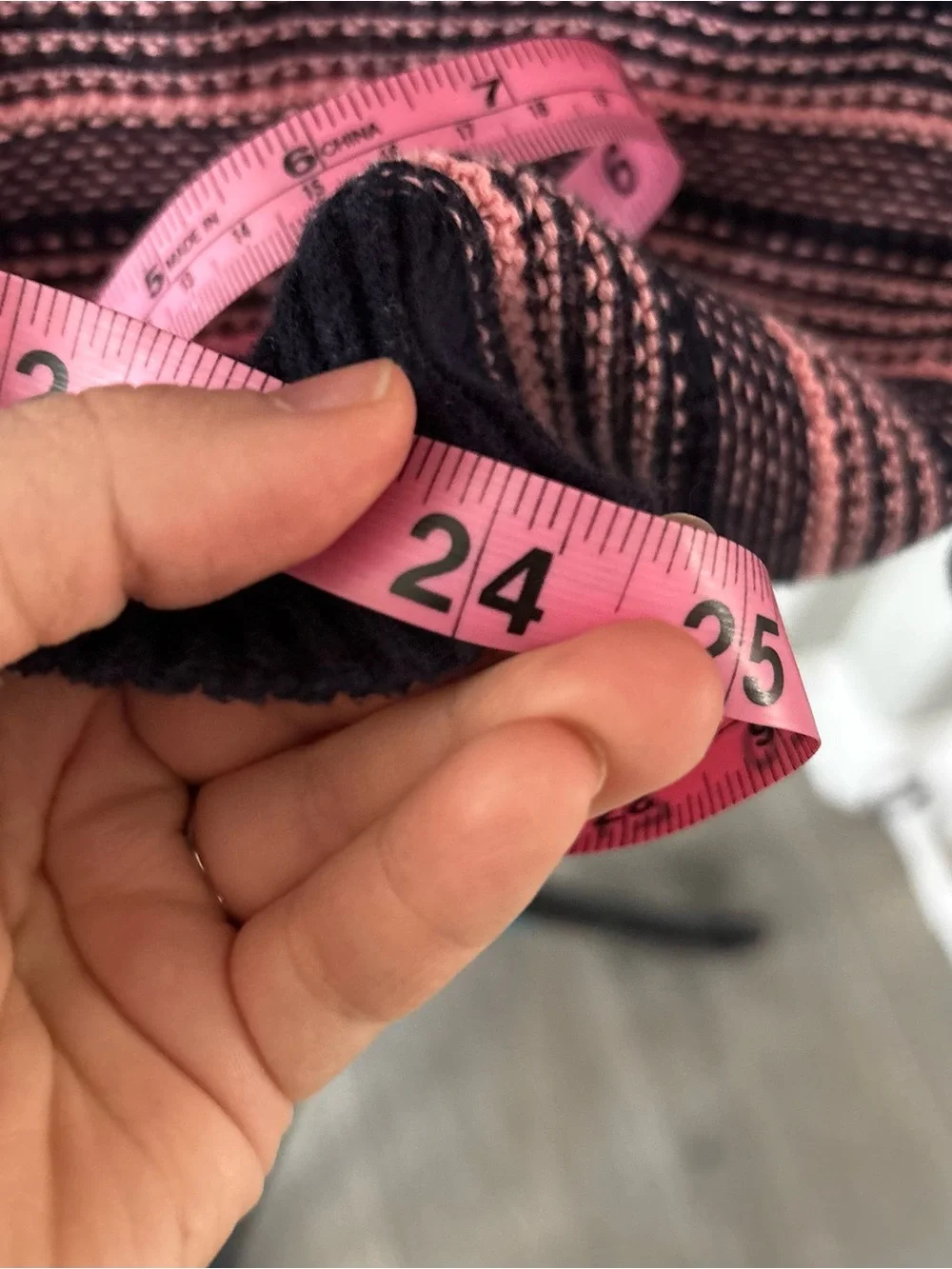 J. Crew Navy and Pink Striped Crewneck Sweater